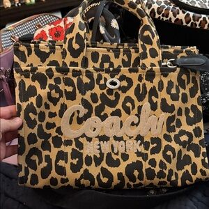 Coach Tan and Black Leopard Tote